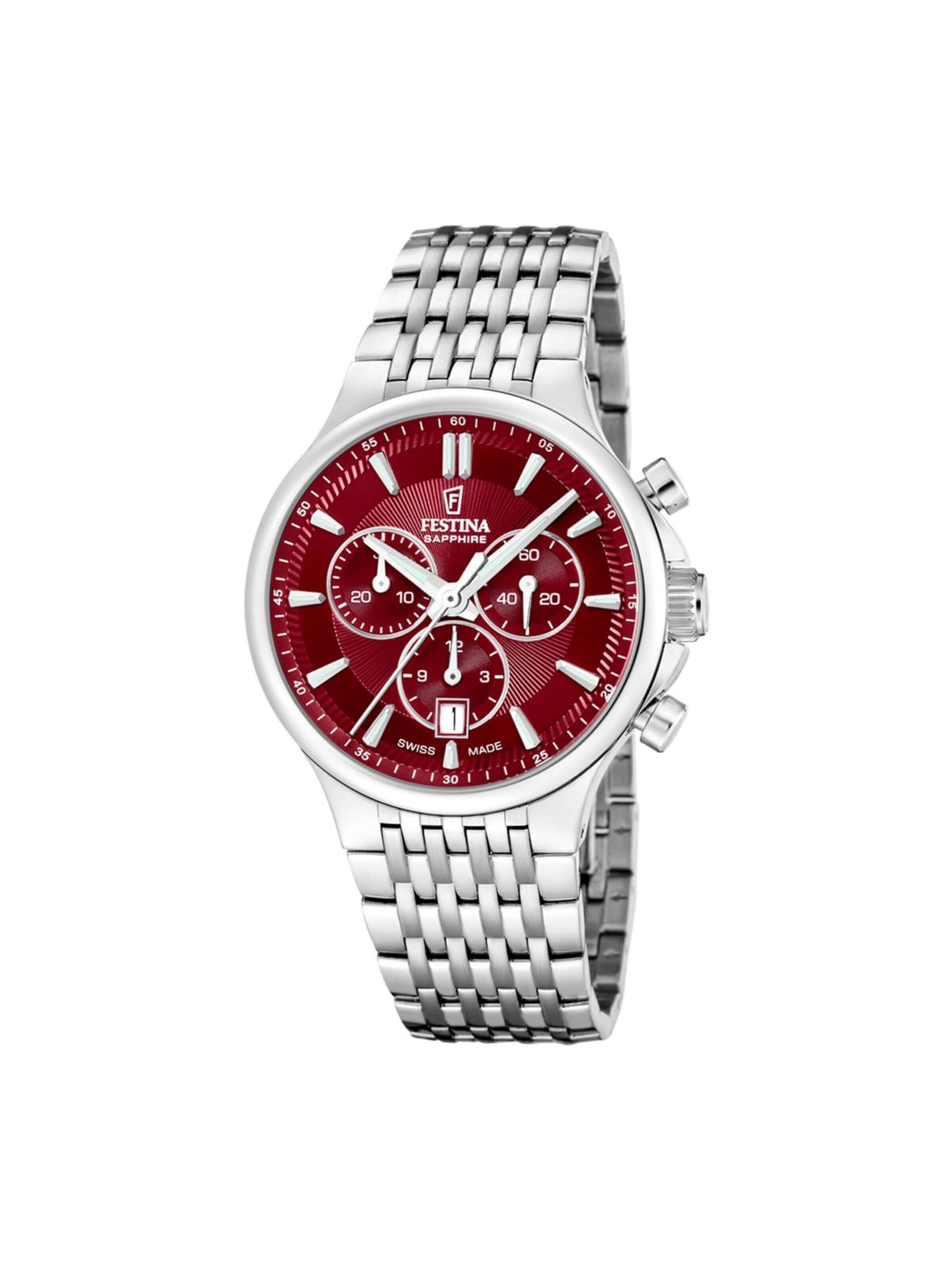 Montre à affichage analogique 'Chronograph Chrono Swiss Made' FESTINA en rouge : devant
