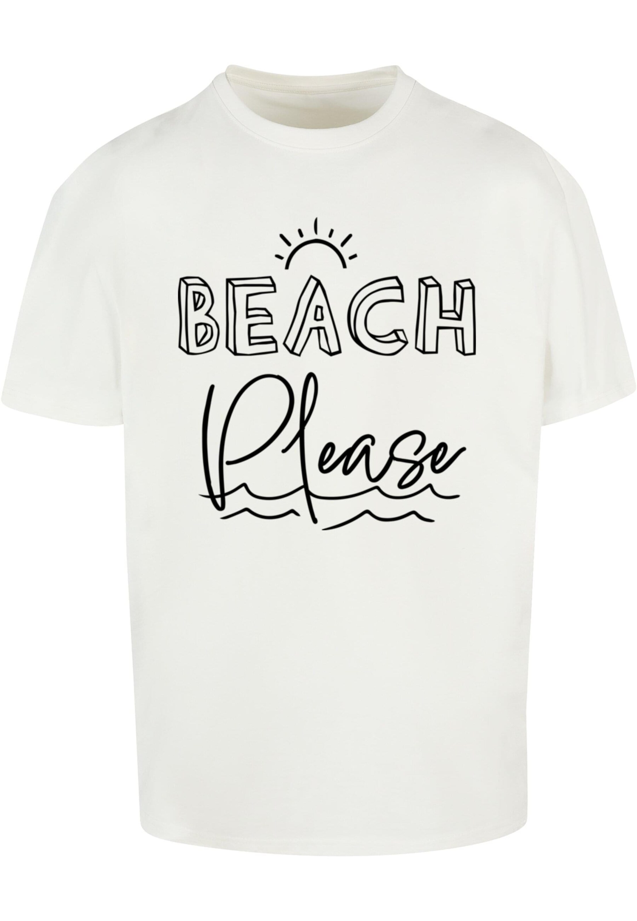 Merchcode Póló 'Beach Please' - fehér: elől