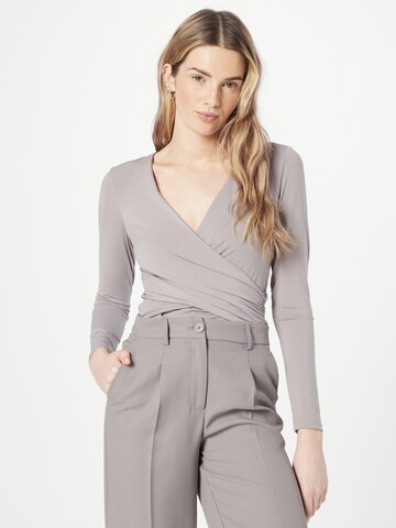 Abercrombie & Fitch Shirt Bodysuit in Grey: front