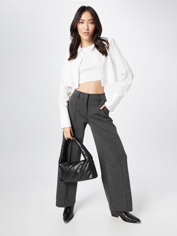 ICHI Wide leg Pantalon 'KATE' in Grijs