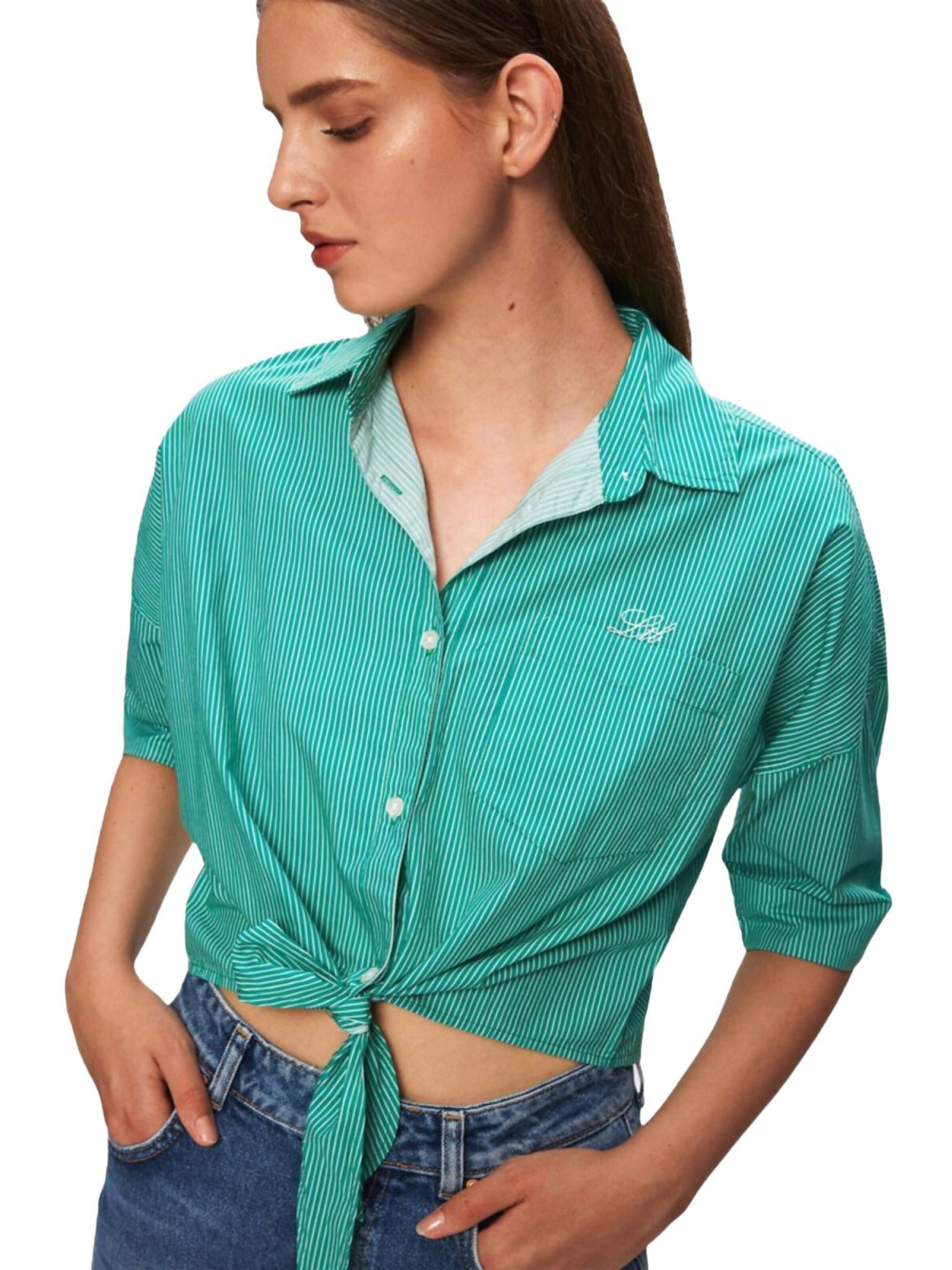 Maglietta 'Cropped Striped Shirt' di LTB Jeans in verde