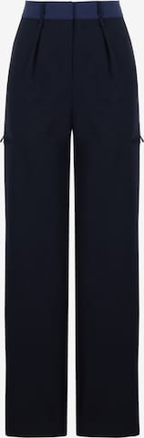 NOCTURNE Regular Pleat-Front Pants in Blue: front