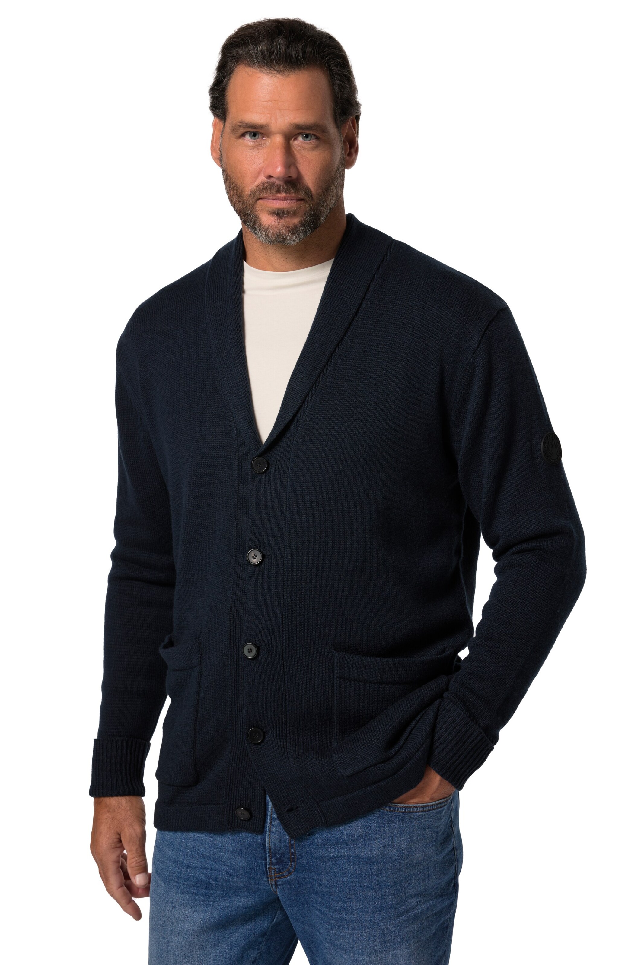 JP1880 Strickjacke in Blau: Vorderseite