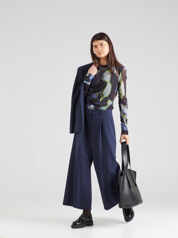 HUGO Wide leg Bandplooibroek 'Halissa' in Blauw