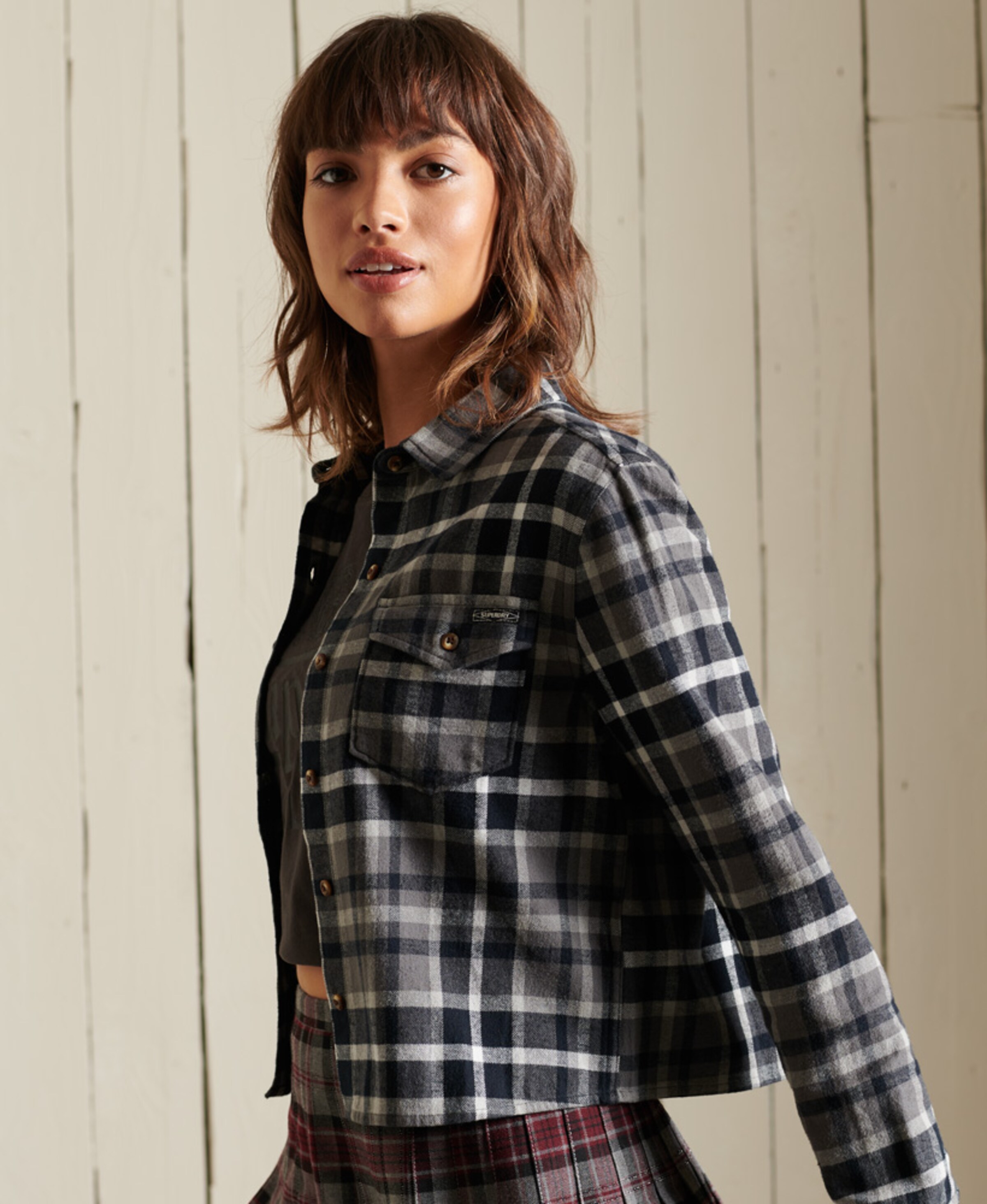 Frauen Große Größen Superdry Bluse in Blau - FK31950 Frauen Große Größen Superdry Bluse in Blau - FK31950