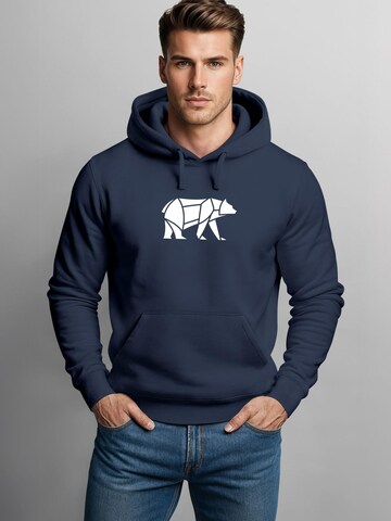 Neverless Sweatshirt 'Bär Lineart Polygon' in Blue
