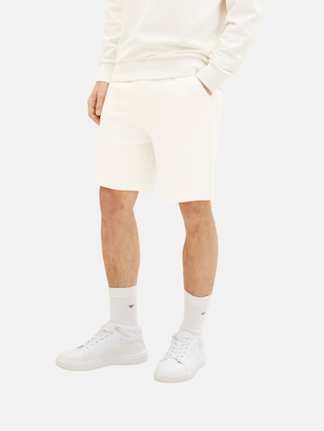 TOM TAILOR DENIM regular Παντελόνι σε λευκό: μπροστά