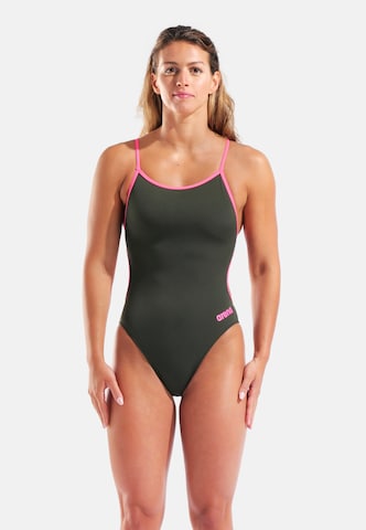 ARENA - Bustier Traje de baño 'LACE BACK SOLID' en verde: frente