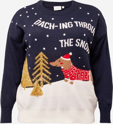 ONLY Carmakoma Sweater 'XMAS DACHING' in Blue: front