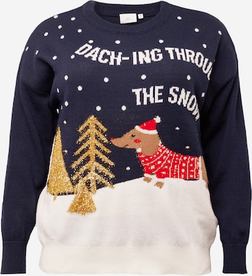 Pull-over 'XMAS DACHING' ONLY Carmakoma en bleu : devant