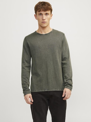 JACK & JONES Regular fit Пуловер 'Leo' в зелено: отпред