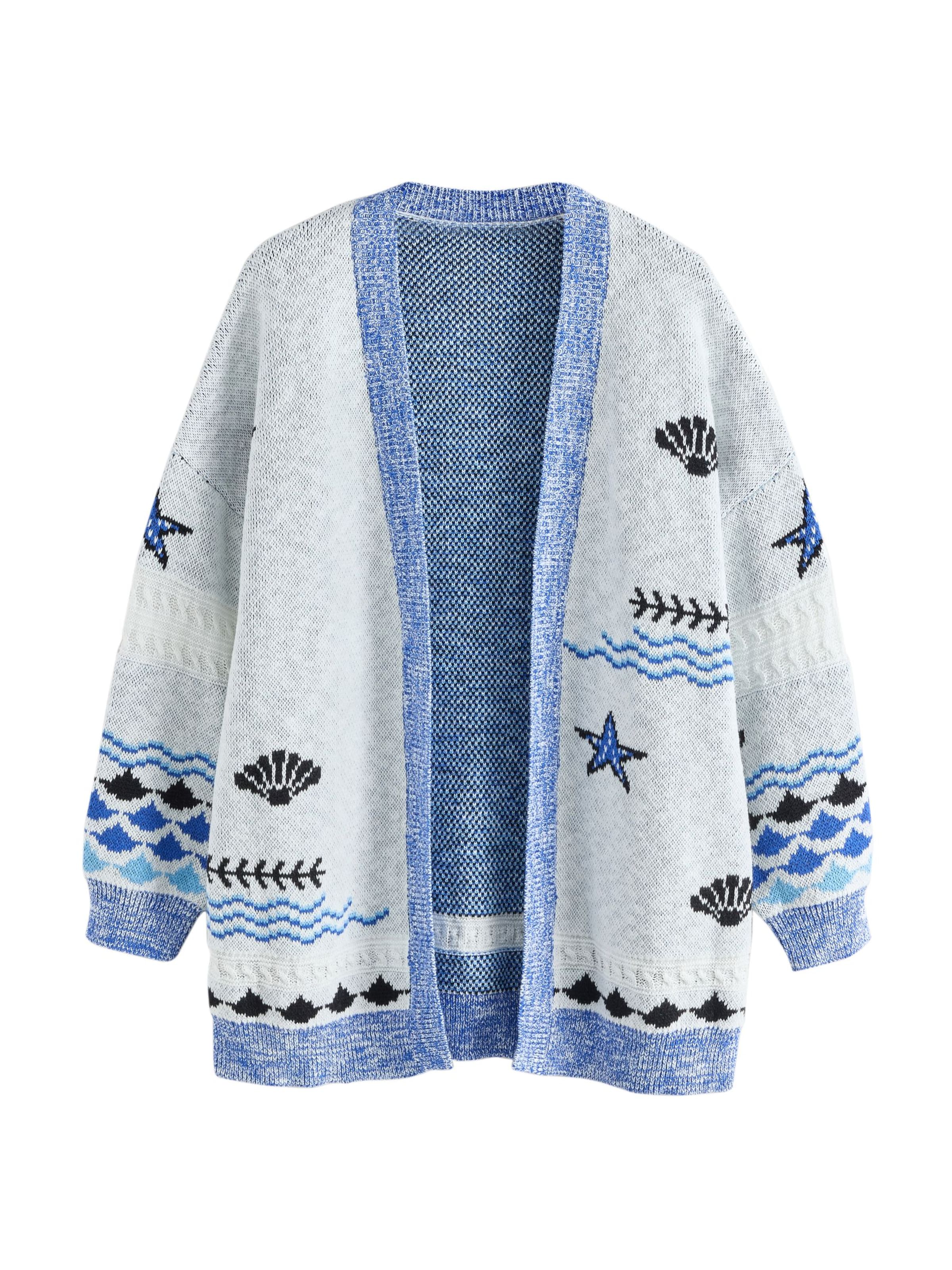 Next Oversized Cardigan 'Mermaid' in Smoke blue / mottled blue / Black, Item view