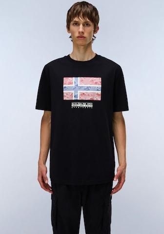 NAPAPIJRI - Camiseta 'DRAPEAU' en negro: frente