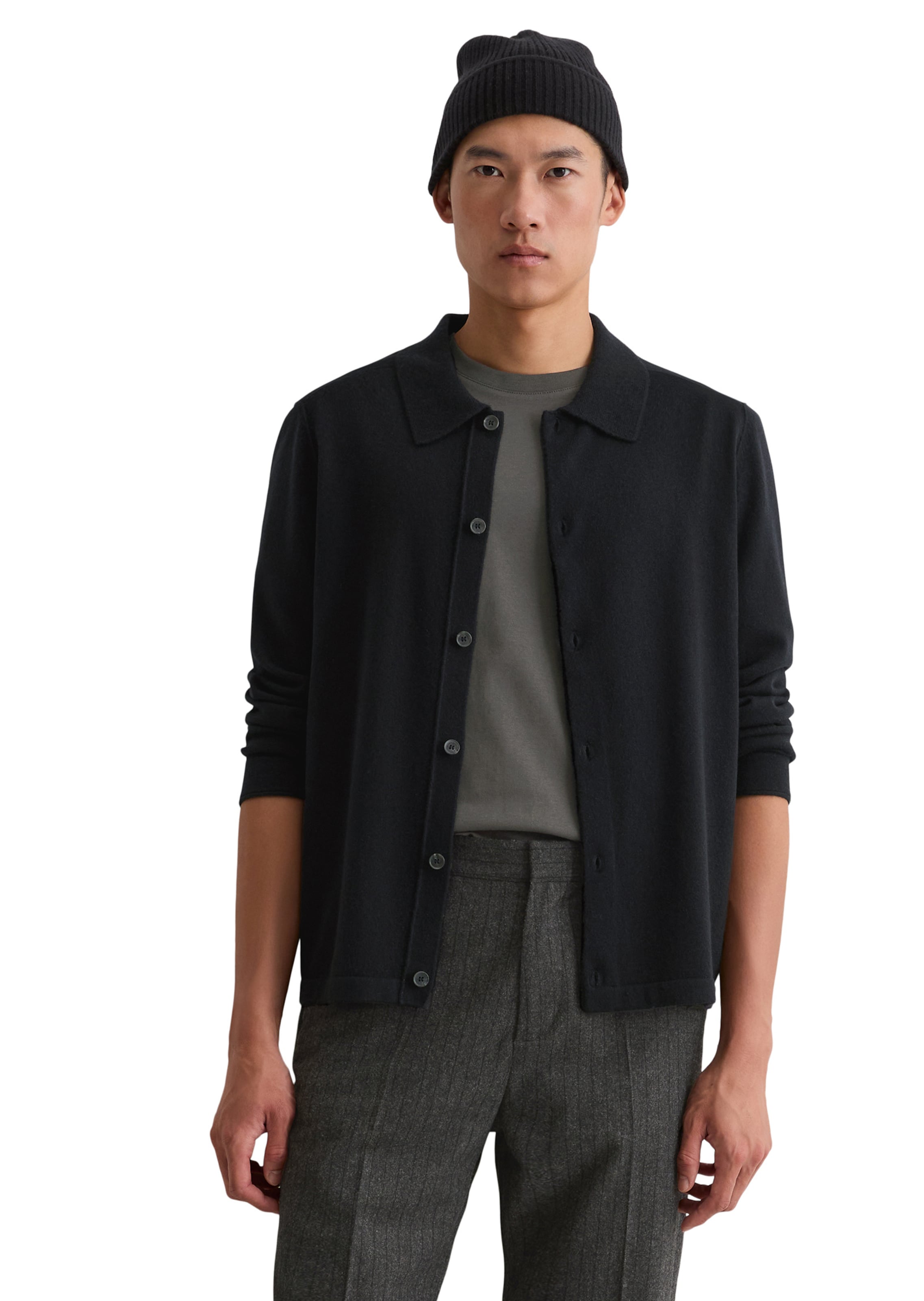 Marc O'Polo Gebreid vest in Zwart: voorkant