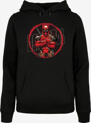ABSOLUTE CULT Sweatshirt 'Deadpool - Splatter Posed' in Zwart: voorkant