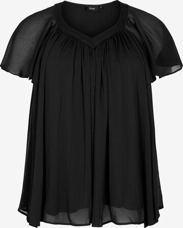 Camicia da donna 'AGNES' di Zizzi in nero: frontale