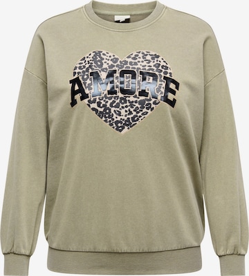 ONLY Carmakoma Sweatshirt 'CARLauren' i grøn: forside