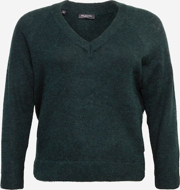 Selected Femme Curve Sweater 'Lia'' in Green: front