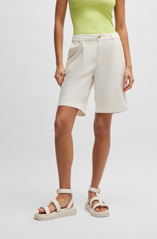 BOSS Loose fit Pleat-Front Pants 'C_Taggie' in White: front