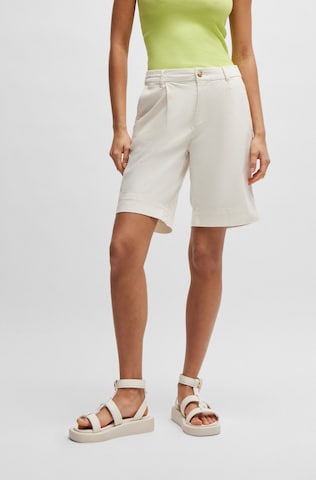 BOSS Orange Loose fit Pleat-Front Pants 'C_Taggie' in White: front