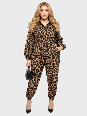 LapaPlus Jumpsuit in Bruin: voorkant