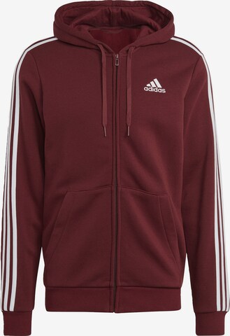 ADIDAS SPORTSWEAR Athletic Zip-Up Hoodie 'Essentials' in Red: front