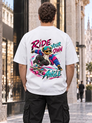 LUNØIR Studio Shirt 'TEDDY Longboard Own Angle'‌‌‌‌‌ in Weiß