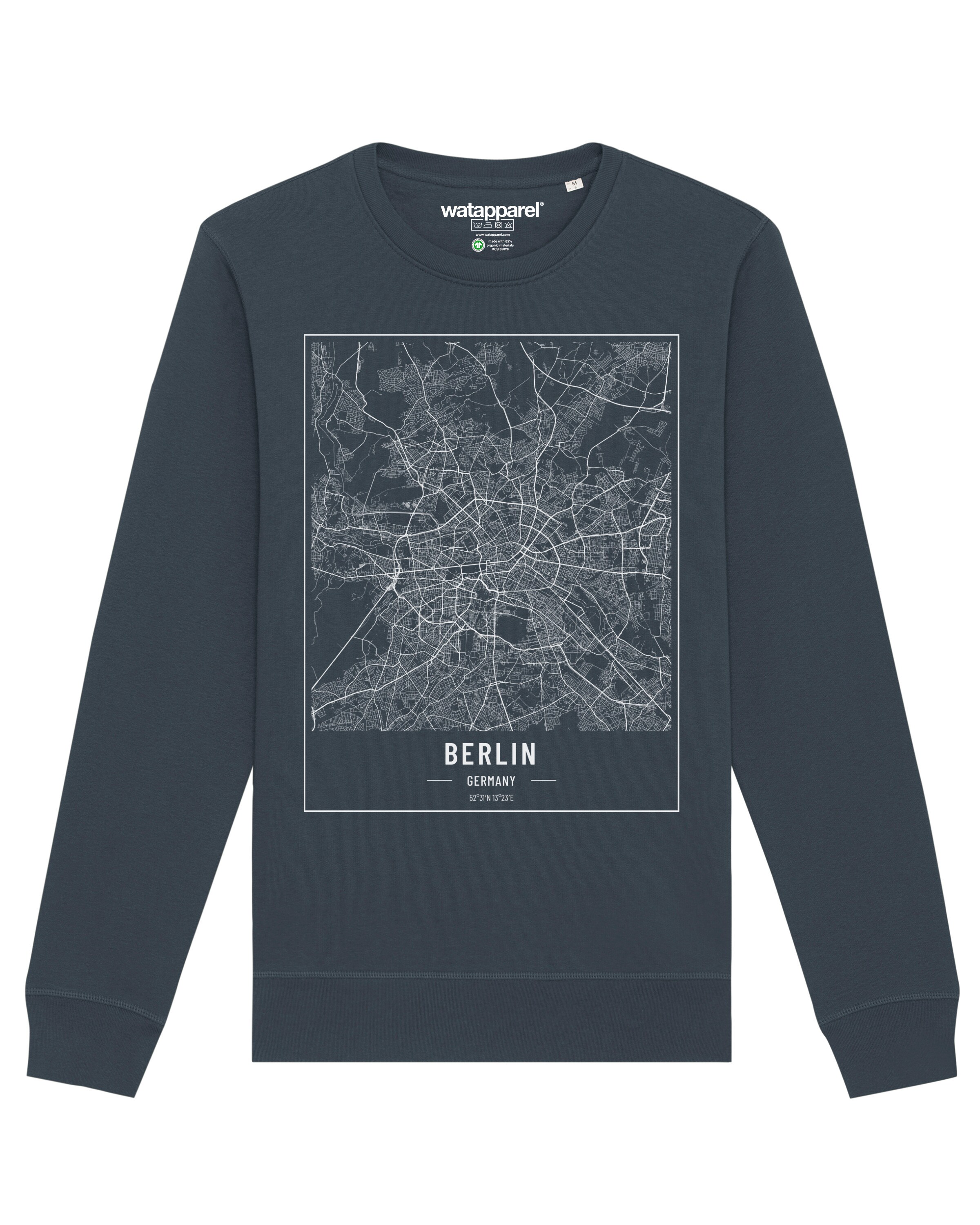 Sweat-shirt ' City maps Berlin Landkarte ' Watapparel en gris : devant