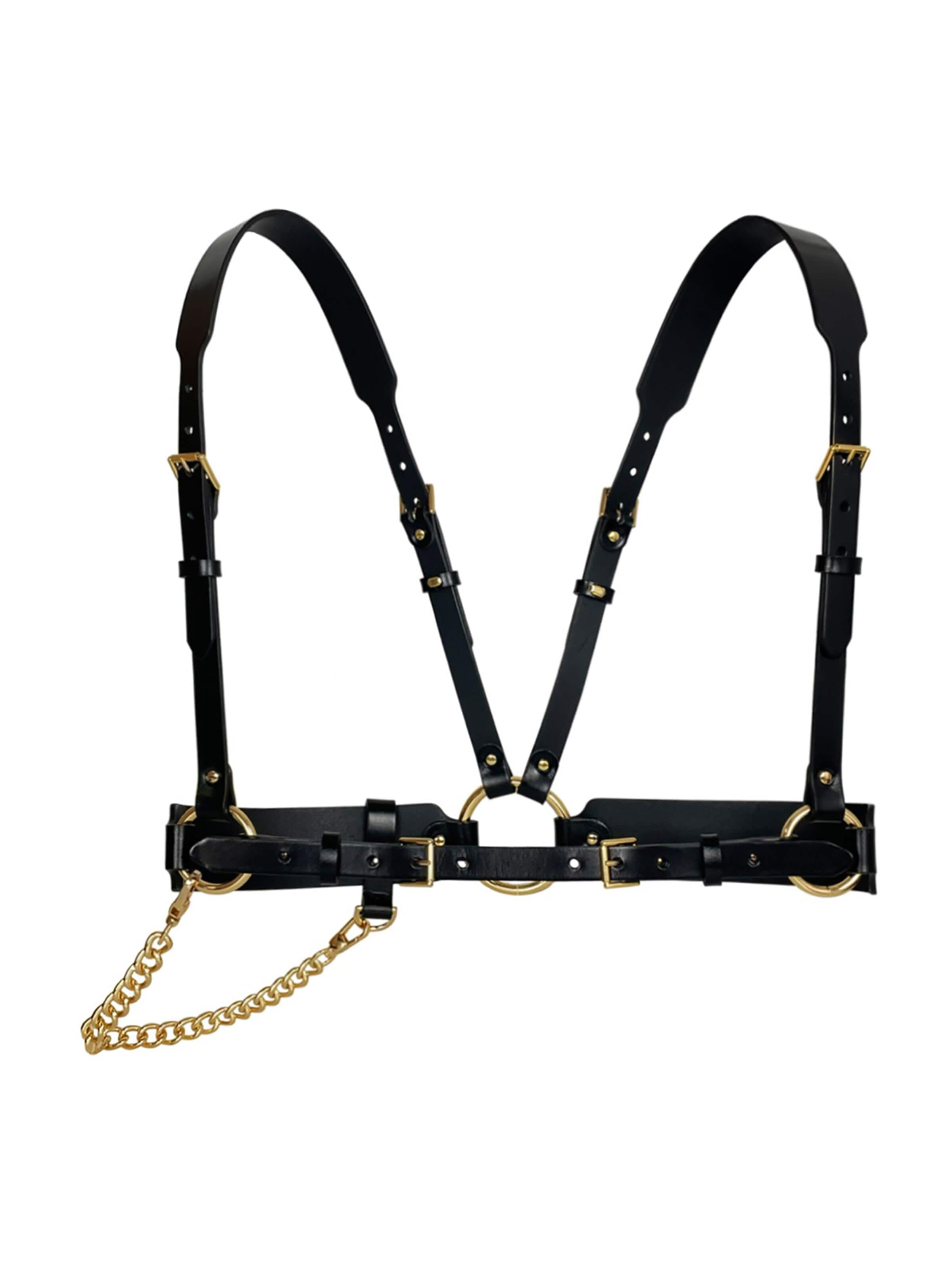 Haute Cuir Belt 'Tara Chain Harness' in Black: front