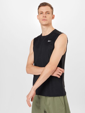 Tricou funcțional de la Reebok pe negru: față