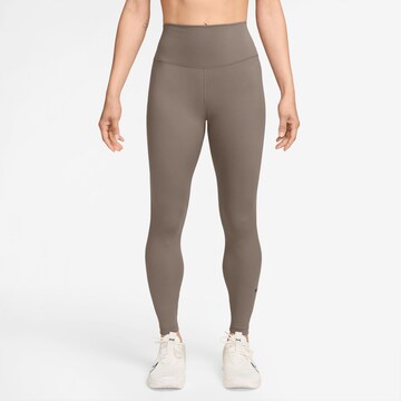 NIKE Skinny Workout Pants 'One' in Brown: front