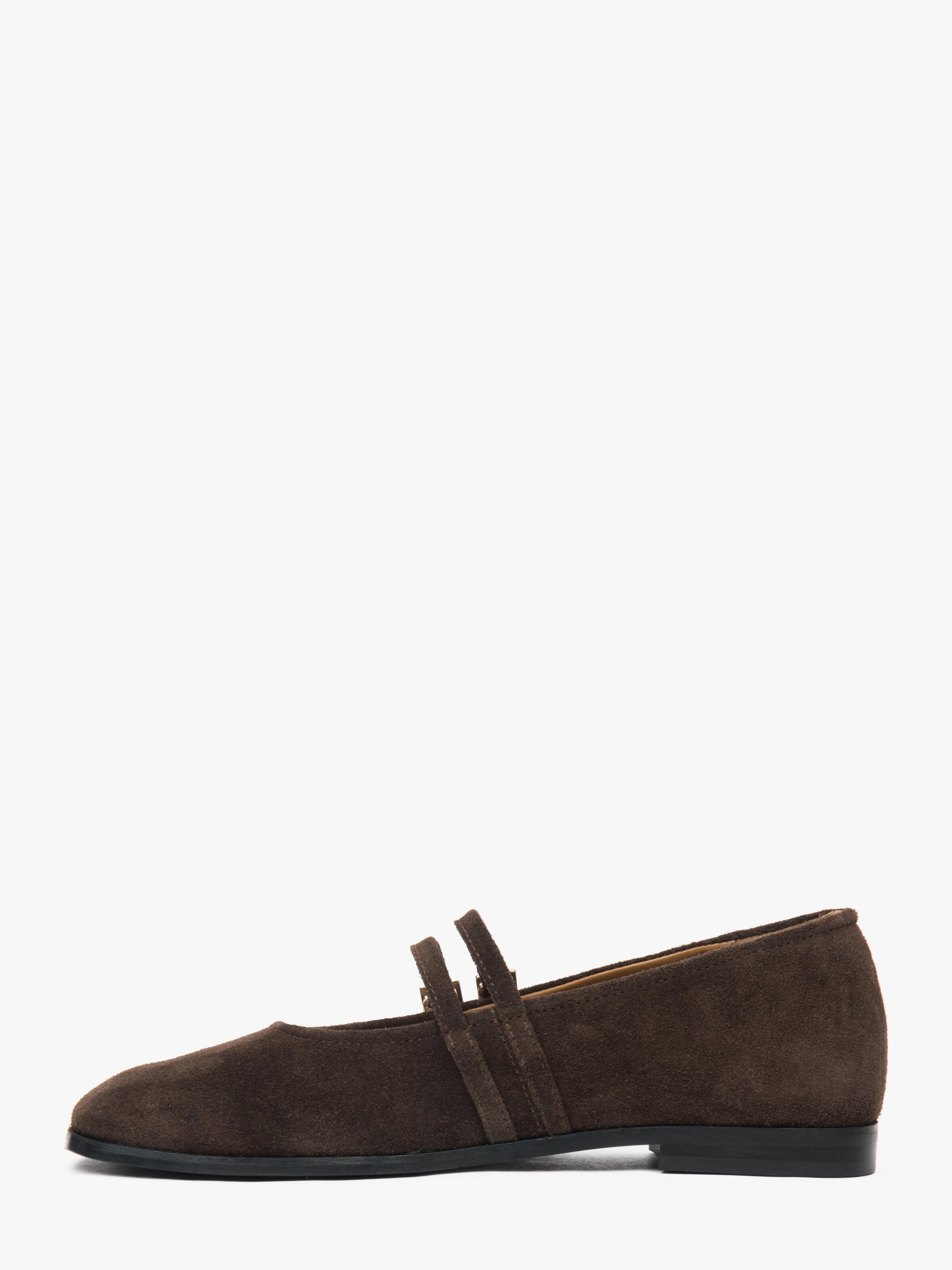 Estro Ballet Flats with Strap '09-28781' in Brown: front