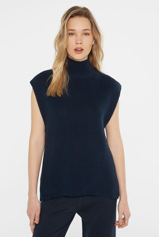 SENSES.THE LABEL Pullunder in Rippstrick mit Stehkragen in Blau: Vorderseite