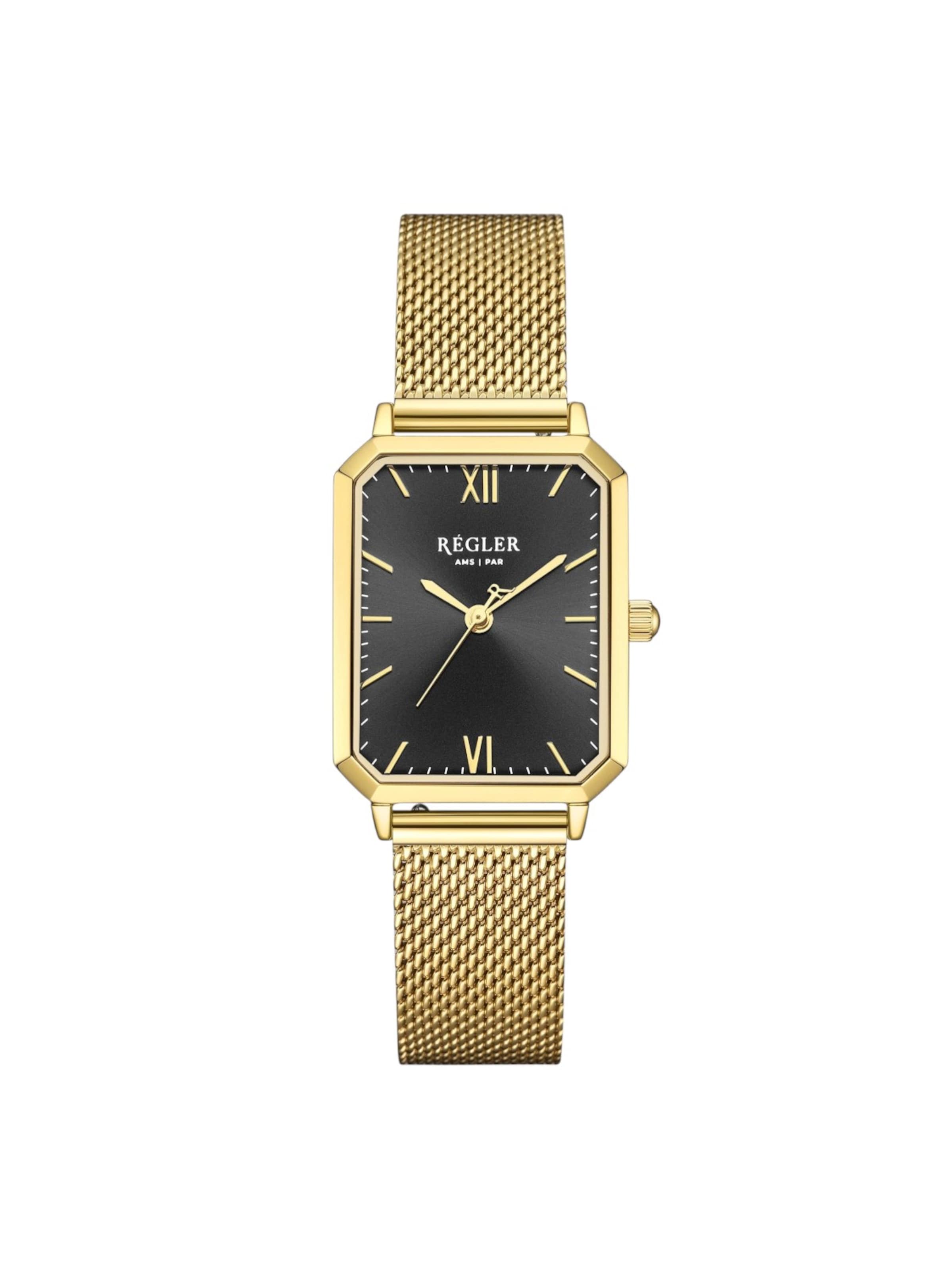 Montre à affichage analogique 'Régler Élégance Mesh Gold - Black' Régler en or : devant