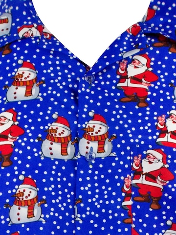 King Kameha Regular fit Overhemd 'Christmas Santa Likes' in Blauw