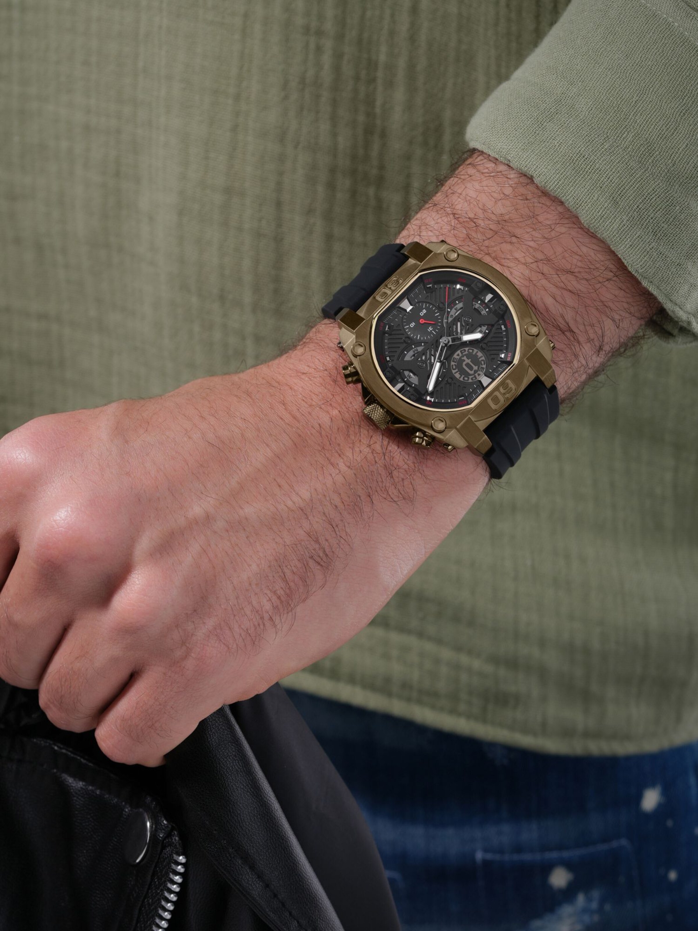 POLICE Analoog horloge ' Norwood ' in Bruin