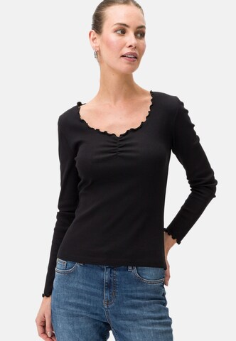 zero Shirt mit Knopfleiste in Schwarz: Vorderseite