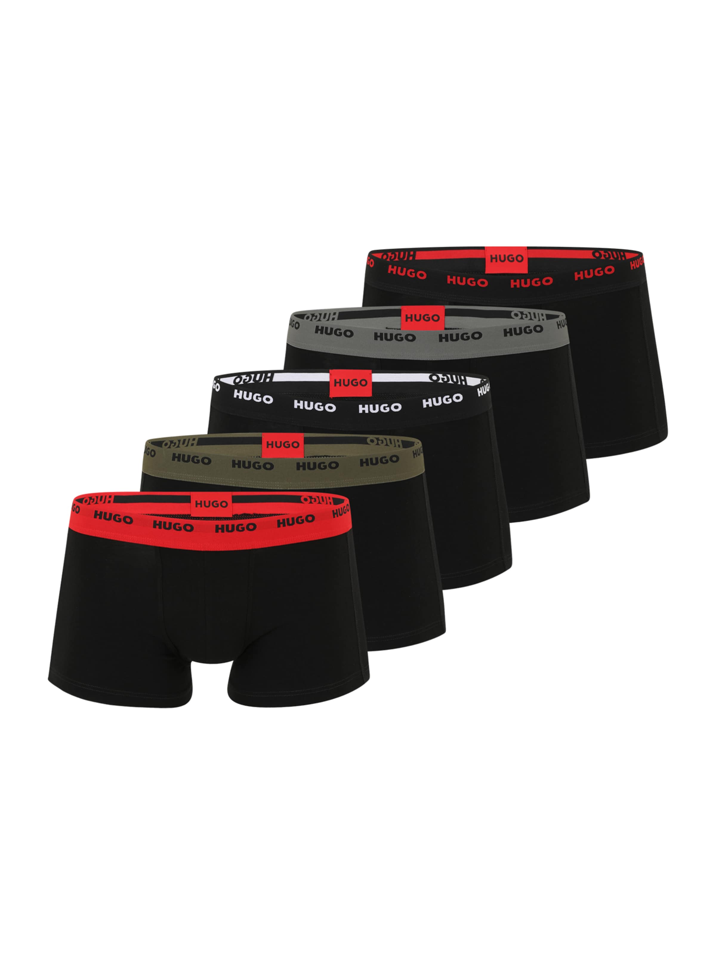 HUGO Calzoncillo boxer en gris oscuro / oliva / rojo / negro, Vista del producto