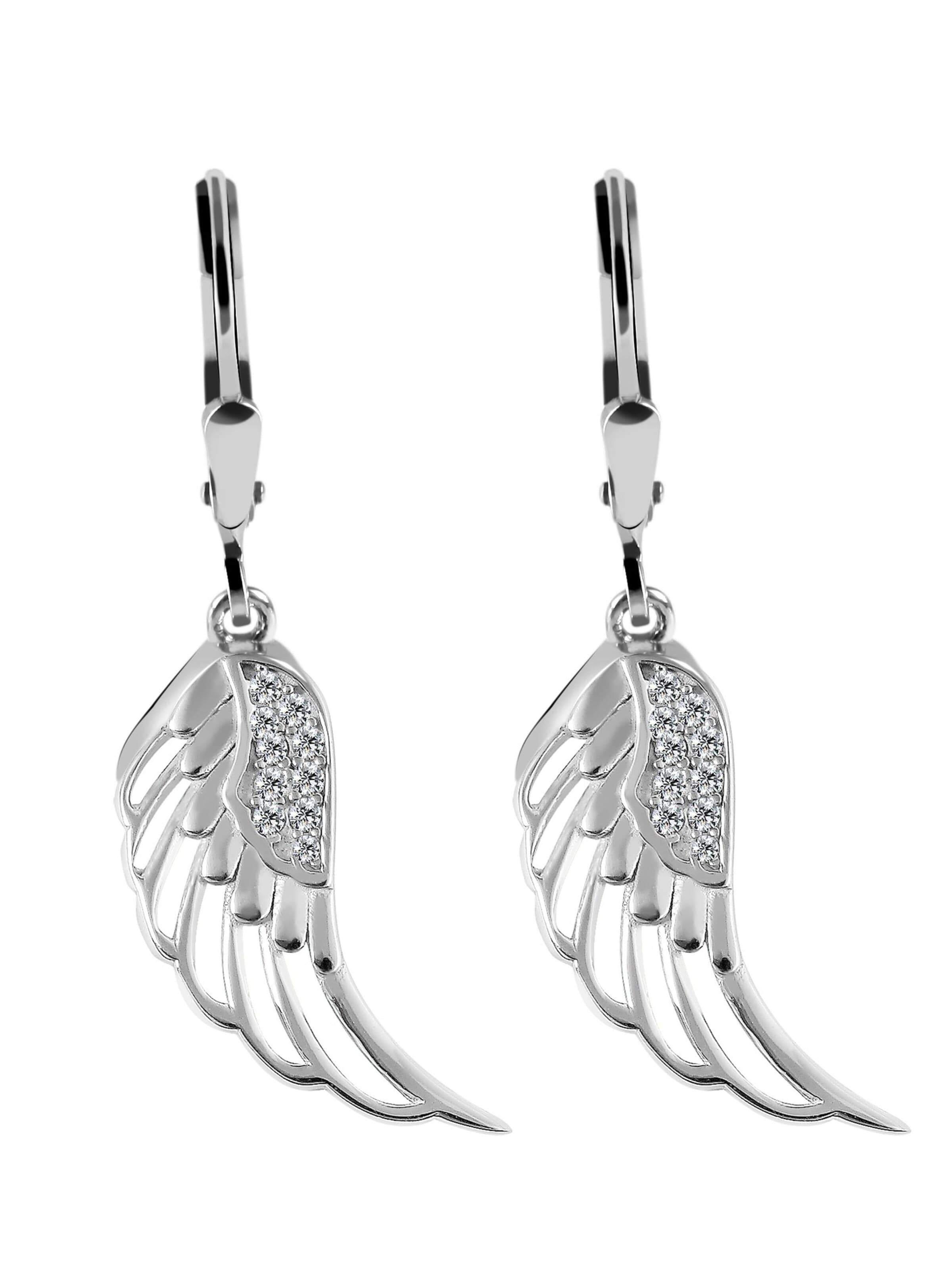 Akzent Earrings '"Engelsflügel Allanah" aus 925 Sterlingsilber, rhodiniert,' in Silver: front