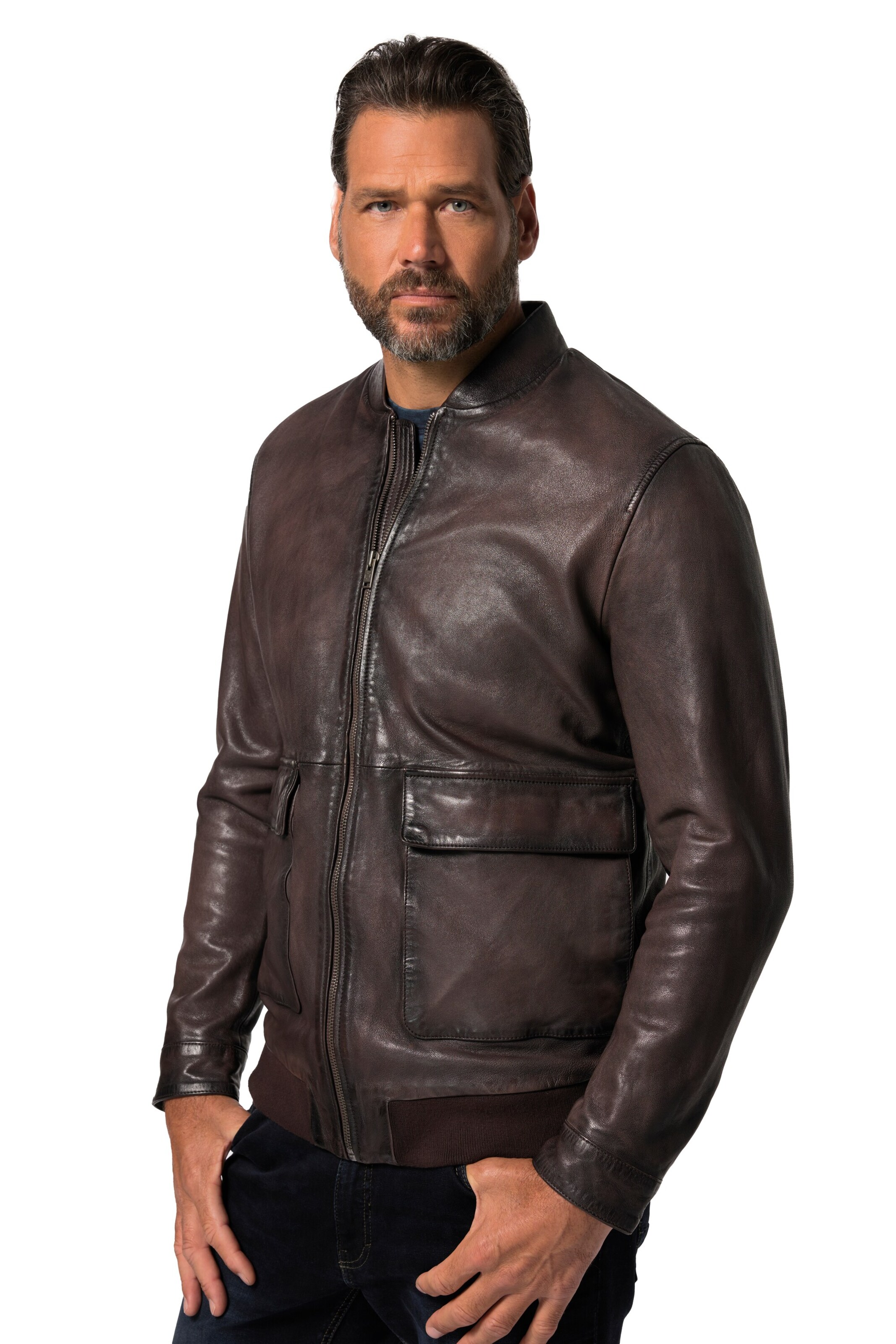 JP1880 Between-season jacket in Brown: front