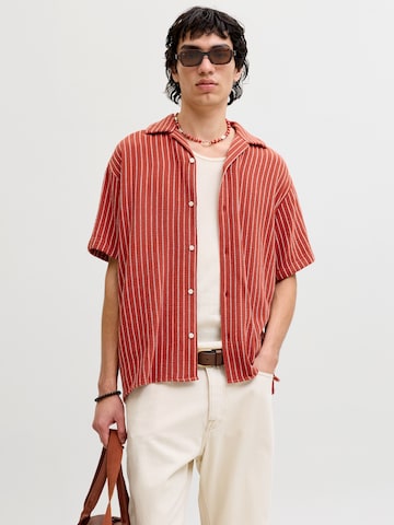 JACK & JONES Comfort Fit Риза 'JORCOBA' в червено: отпред