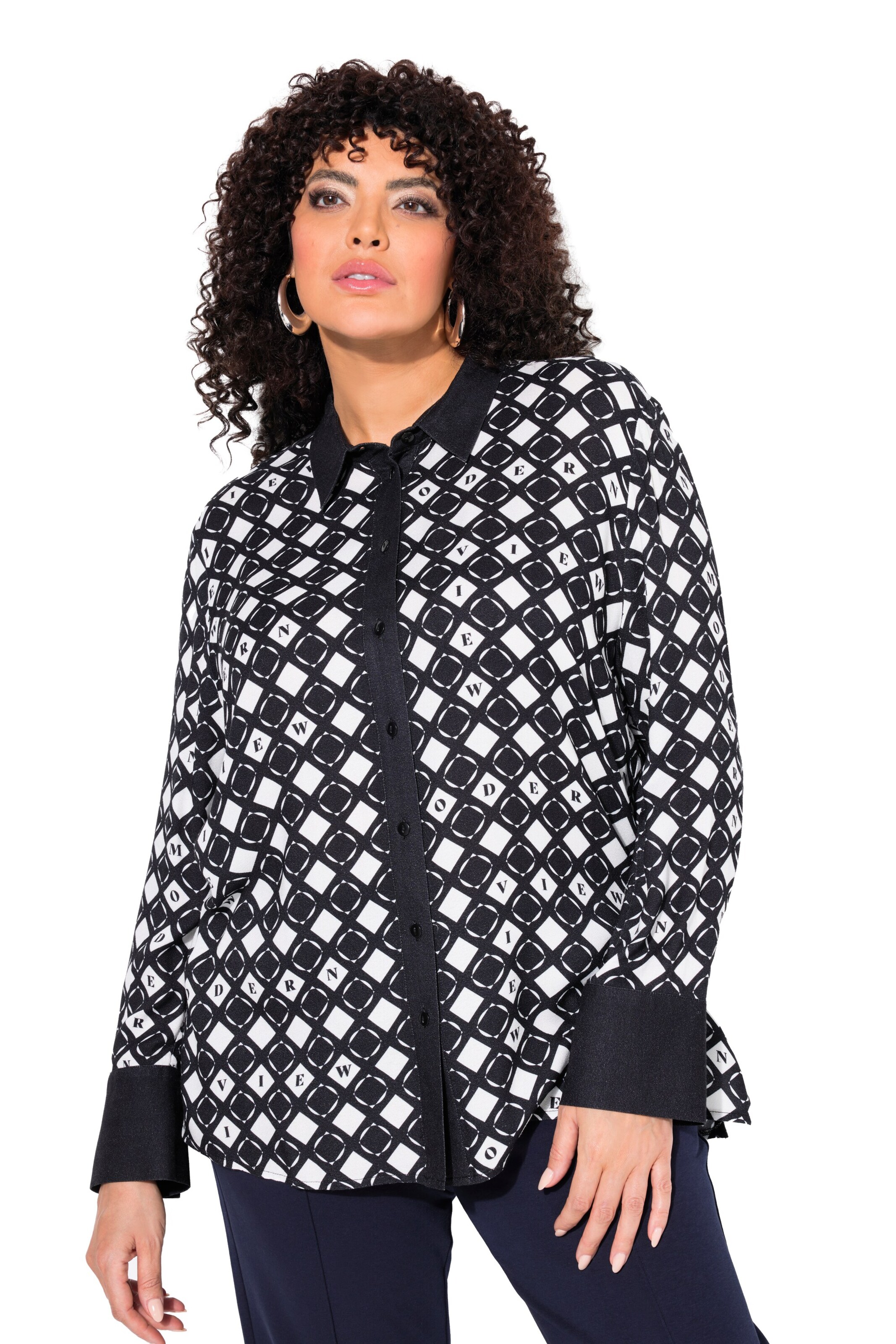 Ulla Popken Bluse in Schwarz: Vorderseite