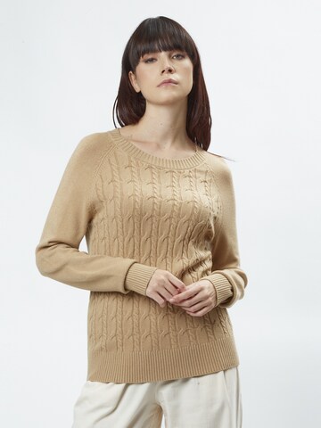 Pullover 'Cable' di Influencer in beige: frontale