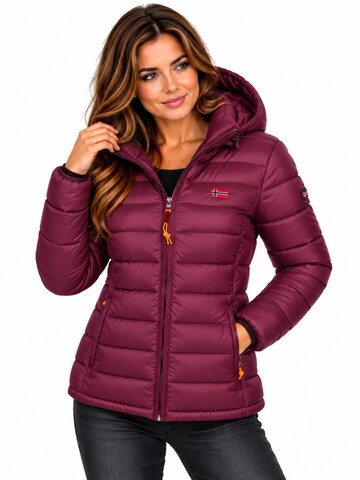 GEOGRAPHICAL NORWAY Winter Jacket 'Damen Herbst Winter Jacke Steppjacke Outdoor Übergangs leicht Kapuze' in Purple: front