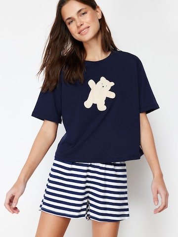Trendyol Pyjamashortsit värissä sininen: etupuoli