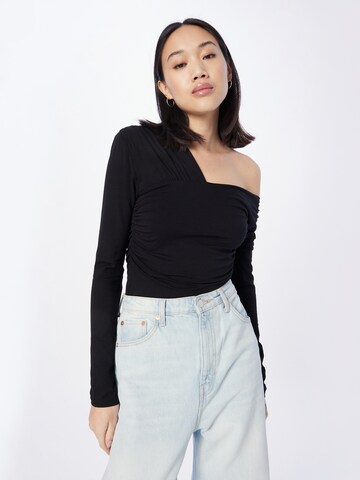 NU-IN Shirt Bodysuit in Black: front