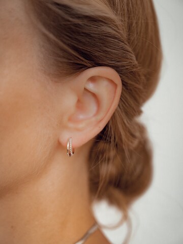 Hey Happiness Ohrringe 'Beaded Double' in Silber: Vorderseite