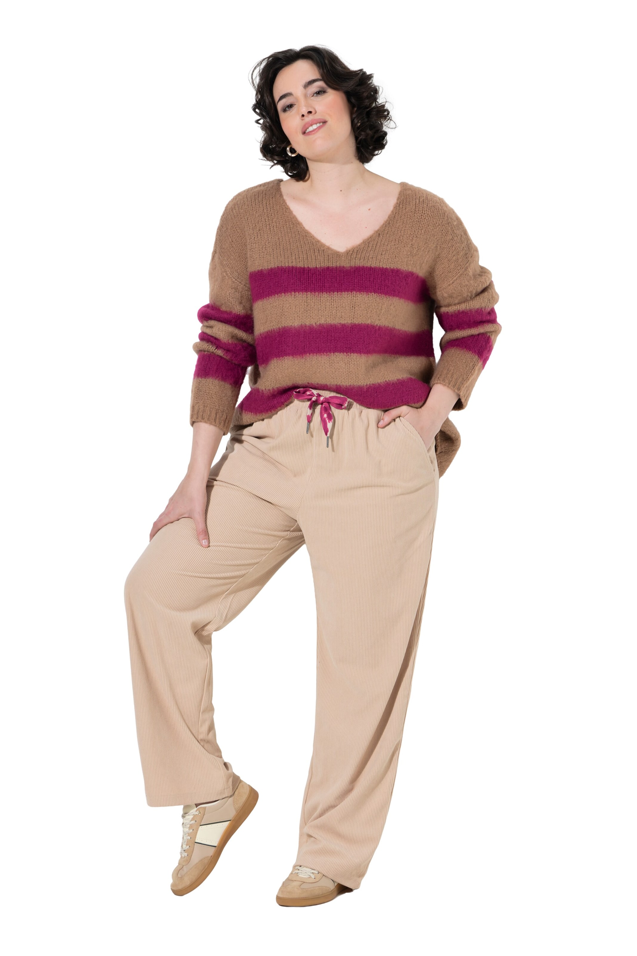 Ulla Popken Wide Leg Hose in Beige