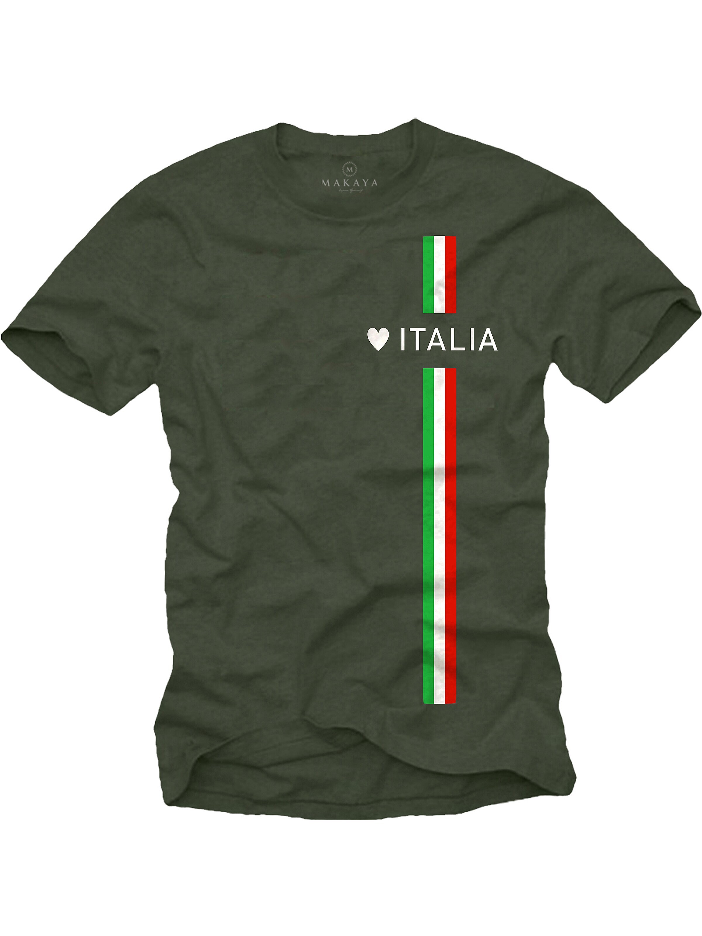 MAKAYA Shirt 'Love Italia' in Green: front
