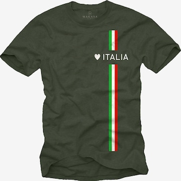 MAKAYA Shirt 'Love Italia' in Green: front